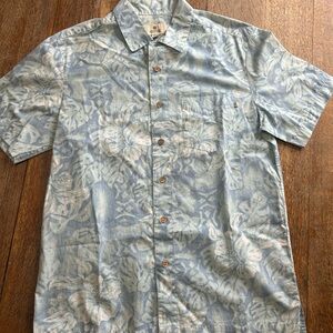 SOLITUDE Men's Short Sleeve Button Up Shirt Blue Floral Print Size S‎